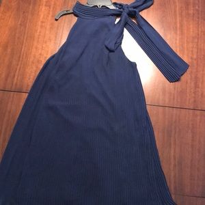 Navy Blue Pleated Dress
